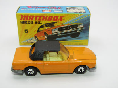 Matchbox Superfast 6B Mercedes 350SL Orange 5 Spoke SMALL Wheels