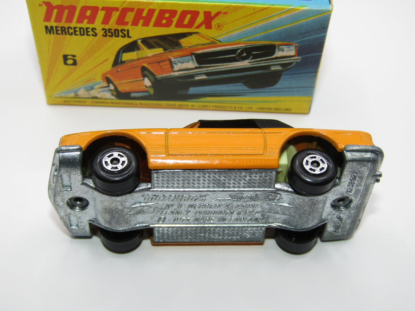 Matchbox Superfast 6B Mercedes 350SL Orange 5 Spoke SMALL Wheels