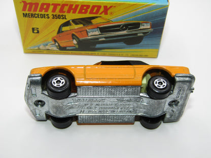 Matchbox Superfast 6B Mercedes 350SL Orange 5 Spoke SMALL Wheels