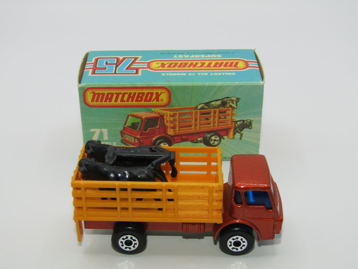 Matchbox Superfast 71C Cattle Truck Metallic Very LIGHT Bronze Blue Windows