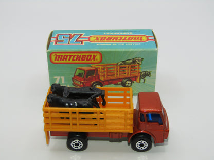 Matchbox Superfast 71C Cattle Truck Metallic Very LIGHT Bronze Blue Windows