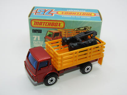 Matchbox Superfast 71C Cattle Truck Metallic Very DARK Bronze Blue Windows