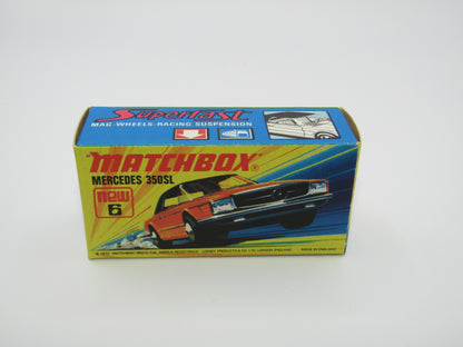 Matchbox Superfast 6B Mercedes 350SL Orange CLEAR Windows 5 Spoke Small Slot Wheels