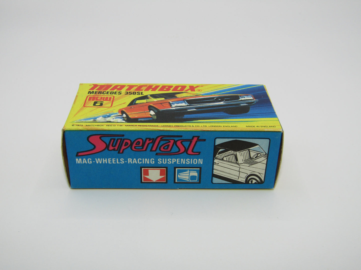 Matchbox Superfast 6B Mercedes 350SL Orange CLEAR Windows 5 Spoke Small Slot Wheels