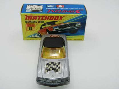 Matchbox Superfast 6B Mercedes 350SL Silver AvD Labels German Issue 5 Arch Wheels