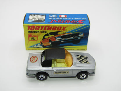 Matchbox Superfast 6B Mercedes 350SL Silver AvD Labels German Issue 5 Arch Wheels