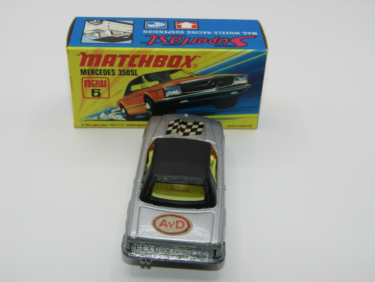 Matchbox Superfast 6B Mercedes 350SL Silver AvD Labels German Issue 5 Arch Wheels
