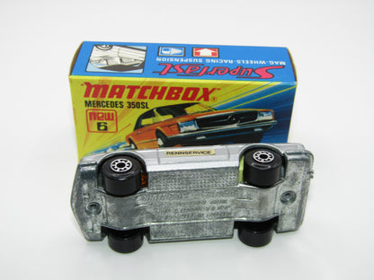 Matchbox Superfast 6B Mercedes 350SL Silver AvD Labels German Issue 5 Arch Wheels