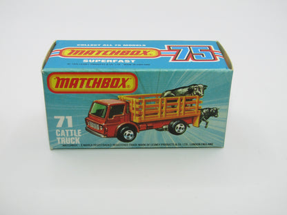 Matchbox Superfast 71C Cattle Truck LIGHT BROWN Stakes Red Windows