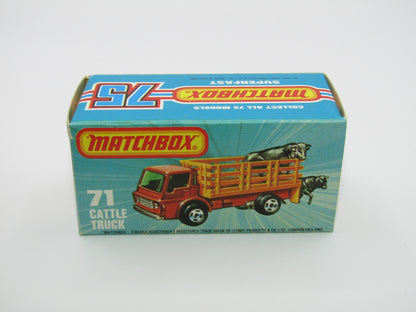 Matchbox Superfast 71C Cattle Truck LIGHT BROWN Stakes Red Windows