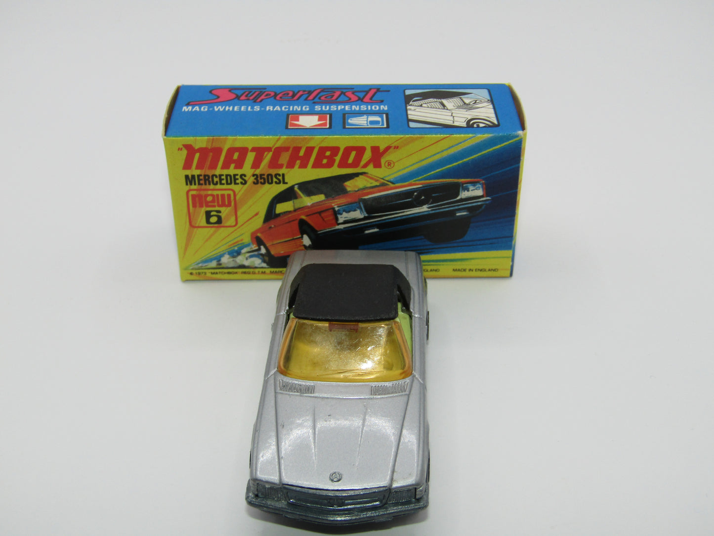 Matchbox Superfast 6B Mercedes 350SL Silver WITHOUT Labels 5 Arch Wheels