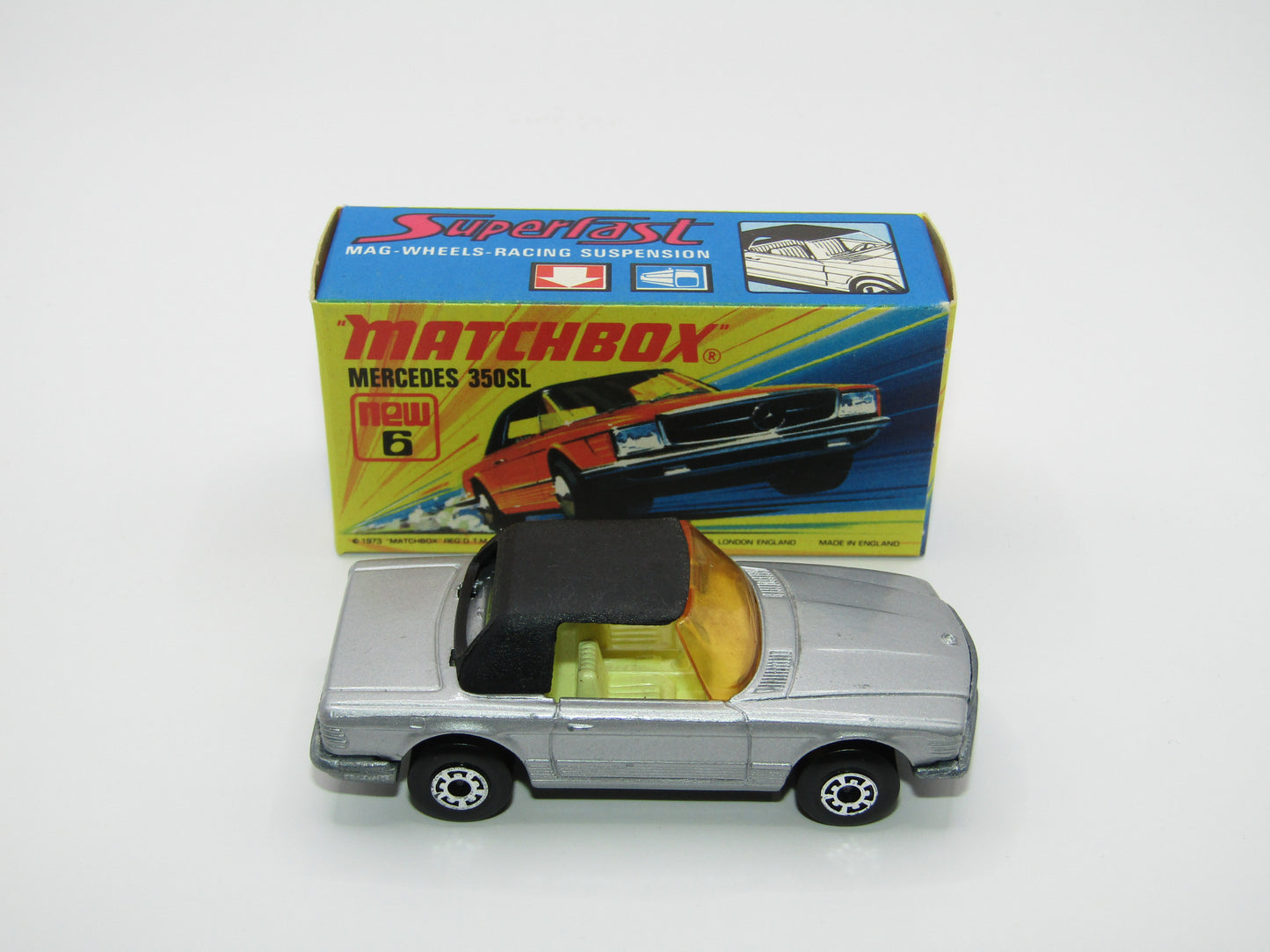 Matchbox Superfast 6B Mercedes 350SL Silver WITHOUT Labels 5 Arch Wheels