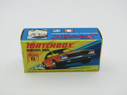Matchbox Superfast 6B Mercedes 350SL Silver WITHOUT Labels 5 Arch Wheels
