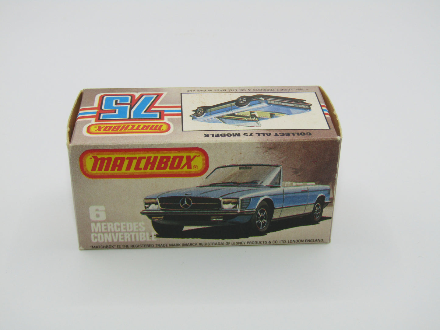 Matchbox Superfast 6B Mercedes 350SL Convertible Metallic Blue, SILVER Base 5 Arch Wheels