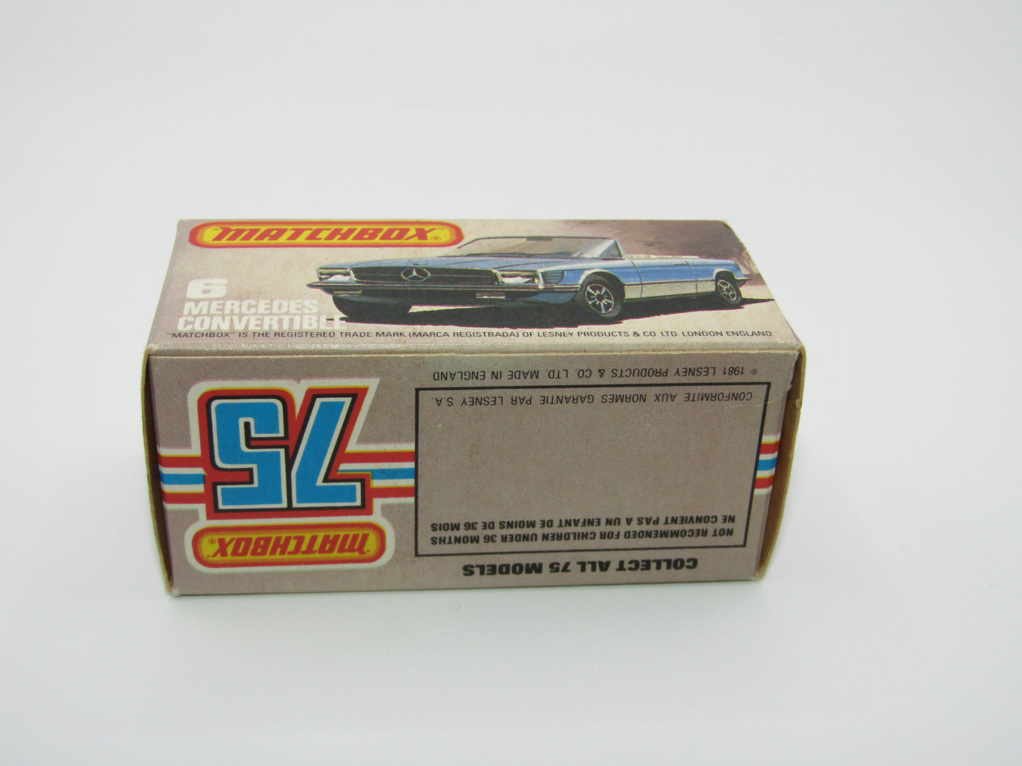 Matchbox Superfast 6B Mercedes 350SL Convertible Metallic Blue, SILVER Base 5 Arch Wheels
