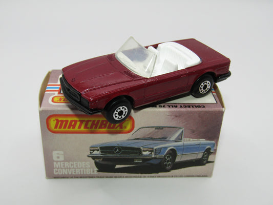 Matchbox Superfast 6B Mercedes 350SL Maroon, BLACK BASE 5 Arch Wheels