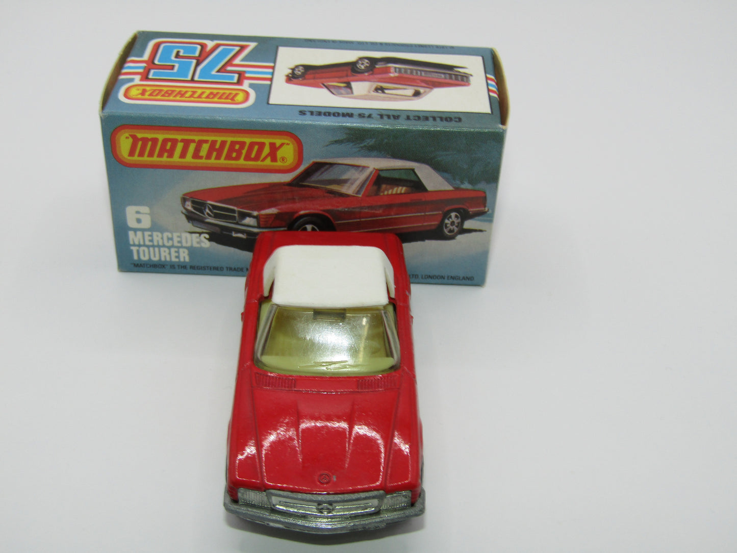 Matchbox Superfast 6B Mercedes 350SL DARK RED SMOKE Windows 5 Arch Wheels