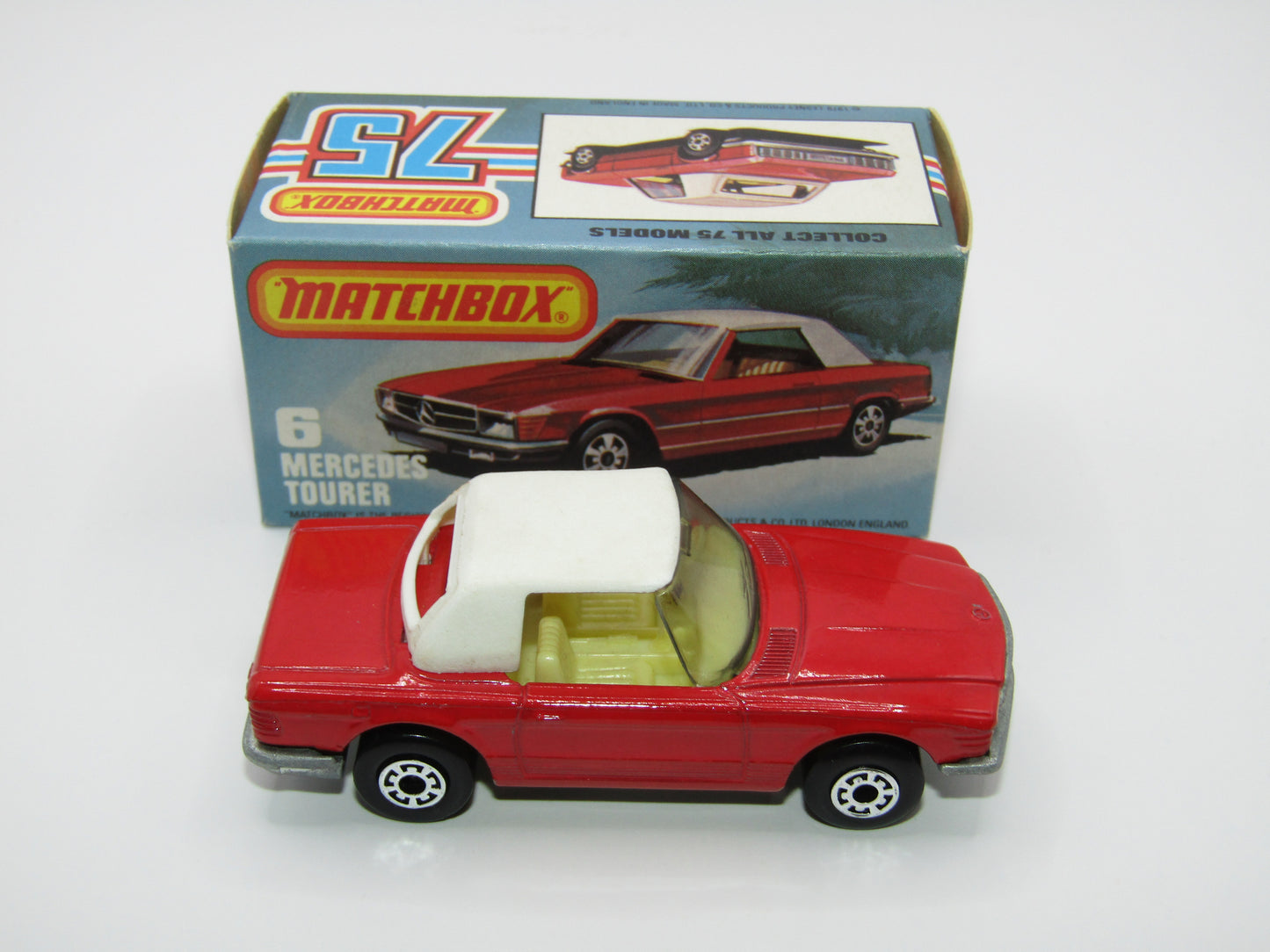 Matchbox Superfast 6B Mercedes 350SL DARK RED SMOKE Windows 5 Arch Wheels