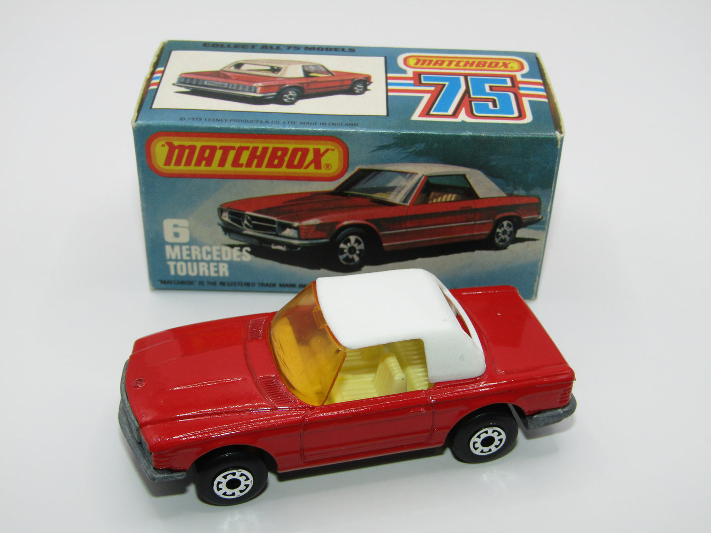Matchbox Superfast 6B Mercedes 350SL RED Amber Windows 5 Arch Wheels
