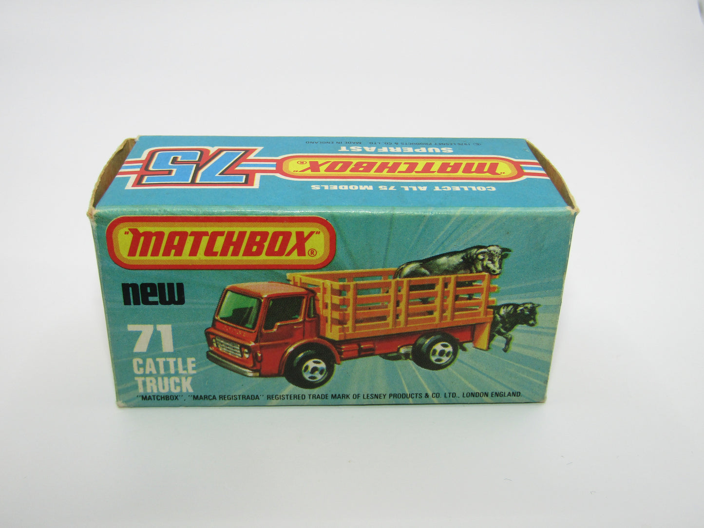 Matchbox Superfast 71C Cattle Truck Yellow, LIGHT AMBER Windows