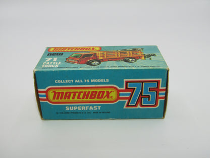 Matchbox Superfast 71C Cattle Truck Yellow, LIGHT AMBER Windows