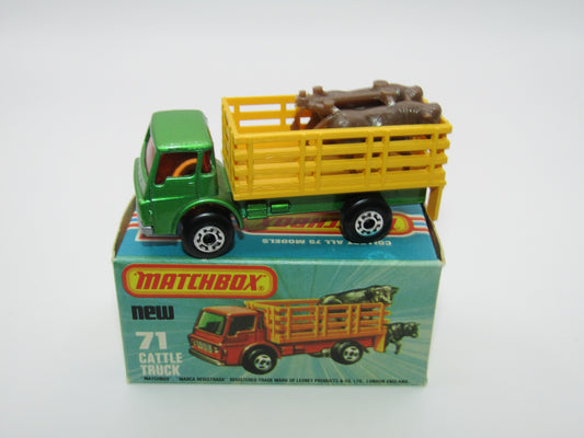 Matchbox Superfast 71C Cattle Truck Light Metallic Green Silver Base
