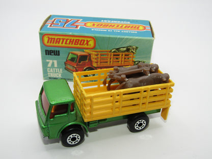 Matchbox Superfast 71C Cattle Truck Light Metallic Green Silver Base