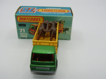 Matchbox Superfast 71C Cattle Truck Light Metallic Green Silver Base