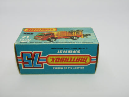 Matchbox Superfast 71C Cattle Truck Light Metallic Green Silver Base