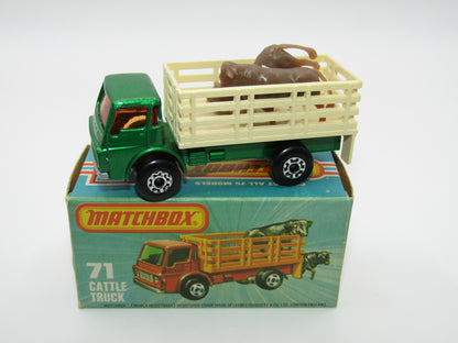 Matchbox Superfast 71C Cattle Truck Met Green AMBER Windows Silver Base