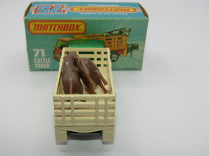 Matchbox Superfast 71C Cattle Truck Met Green AMBER Windows Silver Base
