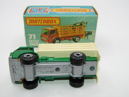 Matchbox Superfast 71C Cattle Truck Met Green AMBER Windows Silver Base