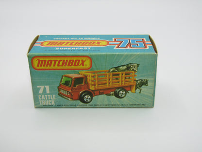 Matchbox Superfast 71C Cattle Truck Met Green AMBER Windows Silver Base