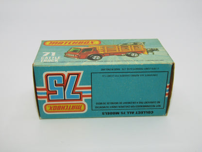 Matchbox Superfast 71C Cattle Truck Met Green AMBER Windows Silver Base