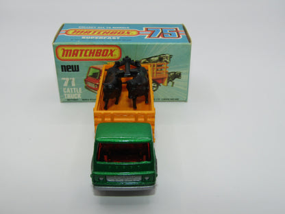 Matchbox Superfast 71C Cattle Truck Met Green Red Windows Orange Stakes