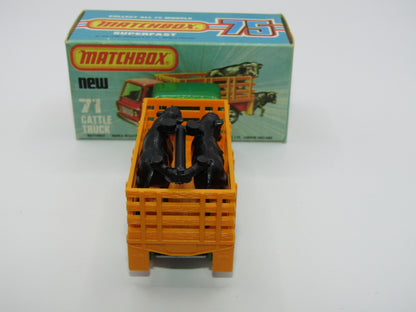 Matchbox Superfast 71C Cattle Truck Met Green Red Windows Orange Stakes