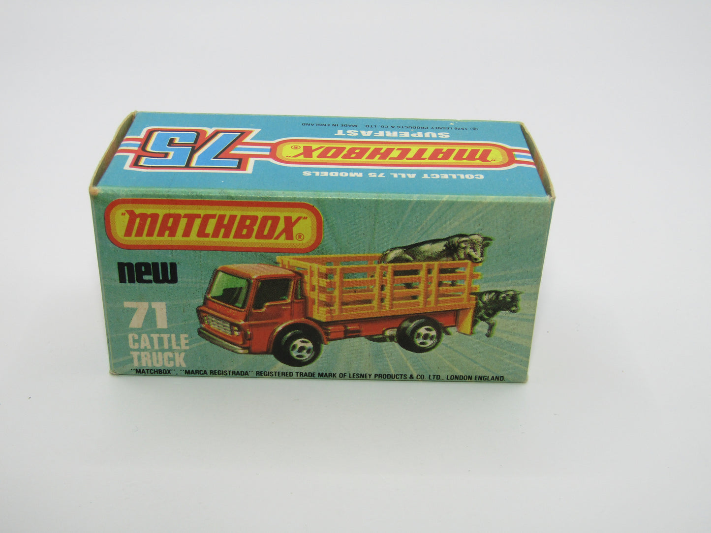 Matchbox Superfast 71C Cattle Truck Met Green Red Windows Orange Stakes
