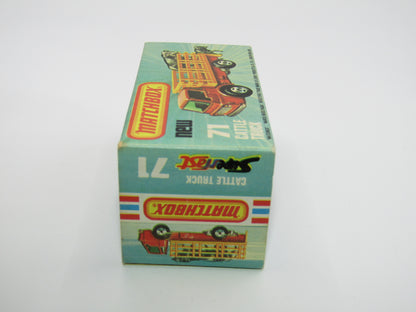 Matchbox Superfast 71C Cattle Truck Met Green Red Windows Orange Stakes