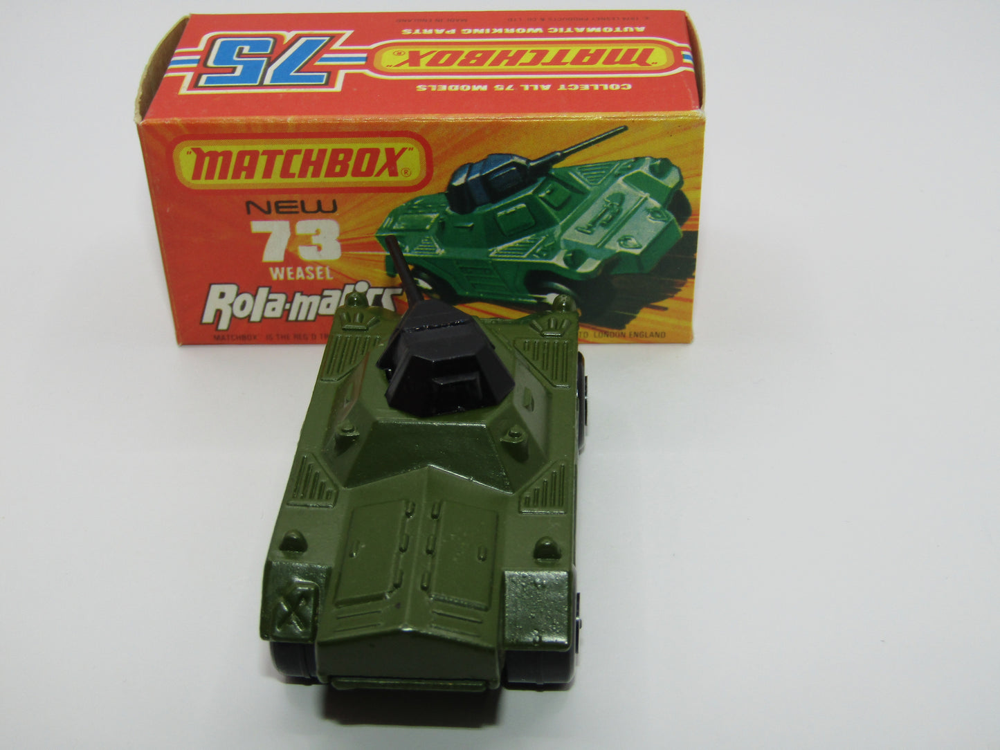 Matchbox Superfast 73B Weasel Olive Green CHROME Wheels