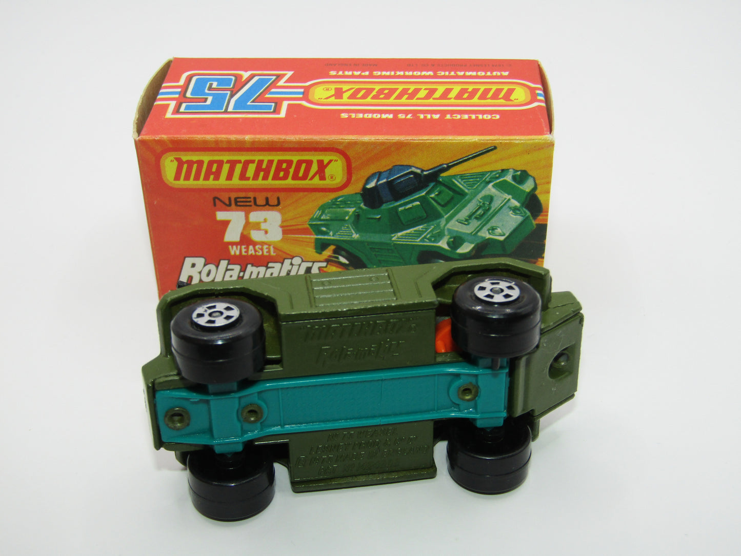 Matchbox Superfast 73B Weasel Olive Green CHROME Wheels