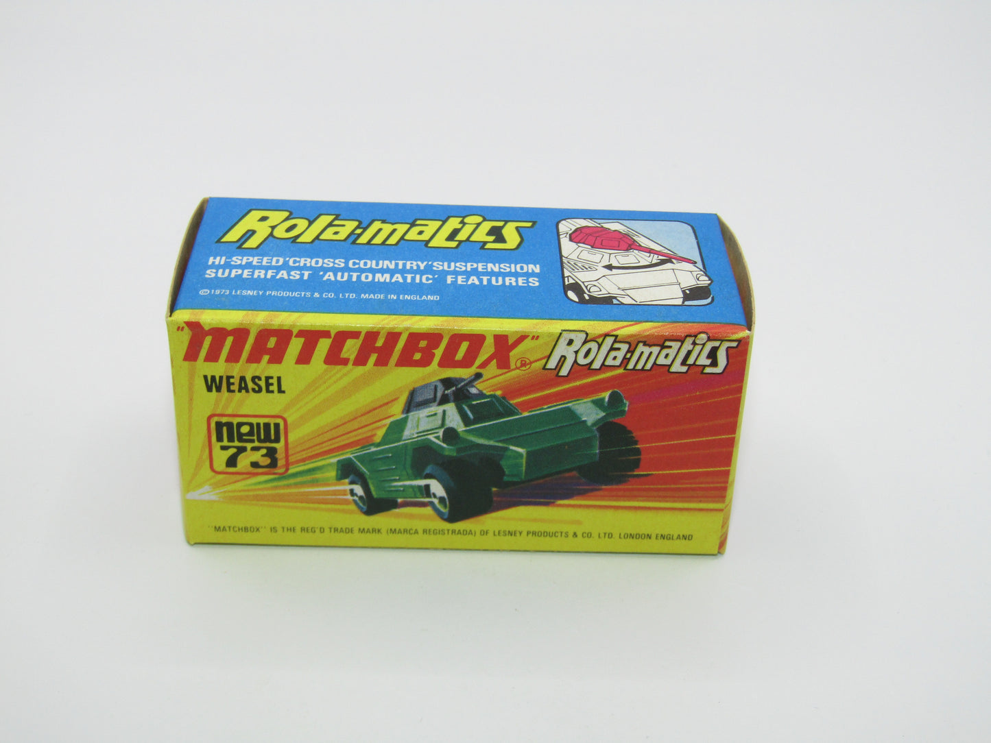 Matchbox Superfast 73B Weasel Olive Green BLUE Base Spinner Rare