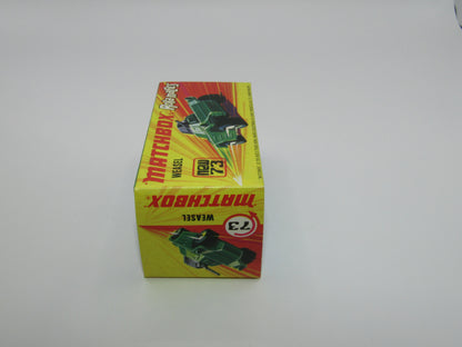 Matchbox Superfast 73B Weasel Olive Green BLUE Base Spinner Rare
