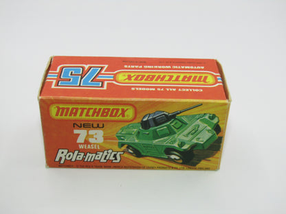 Matchbox Superfast 73B Weasel Metallic Green YELLOW Base Spinner