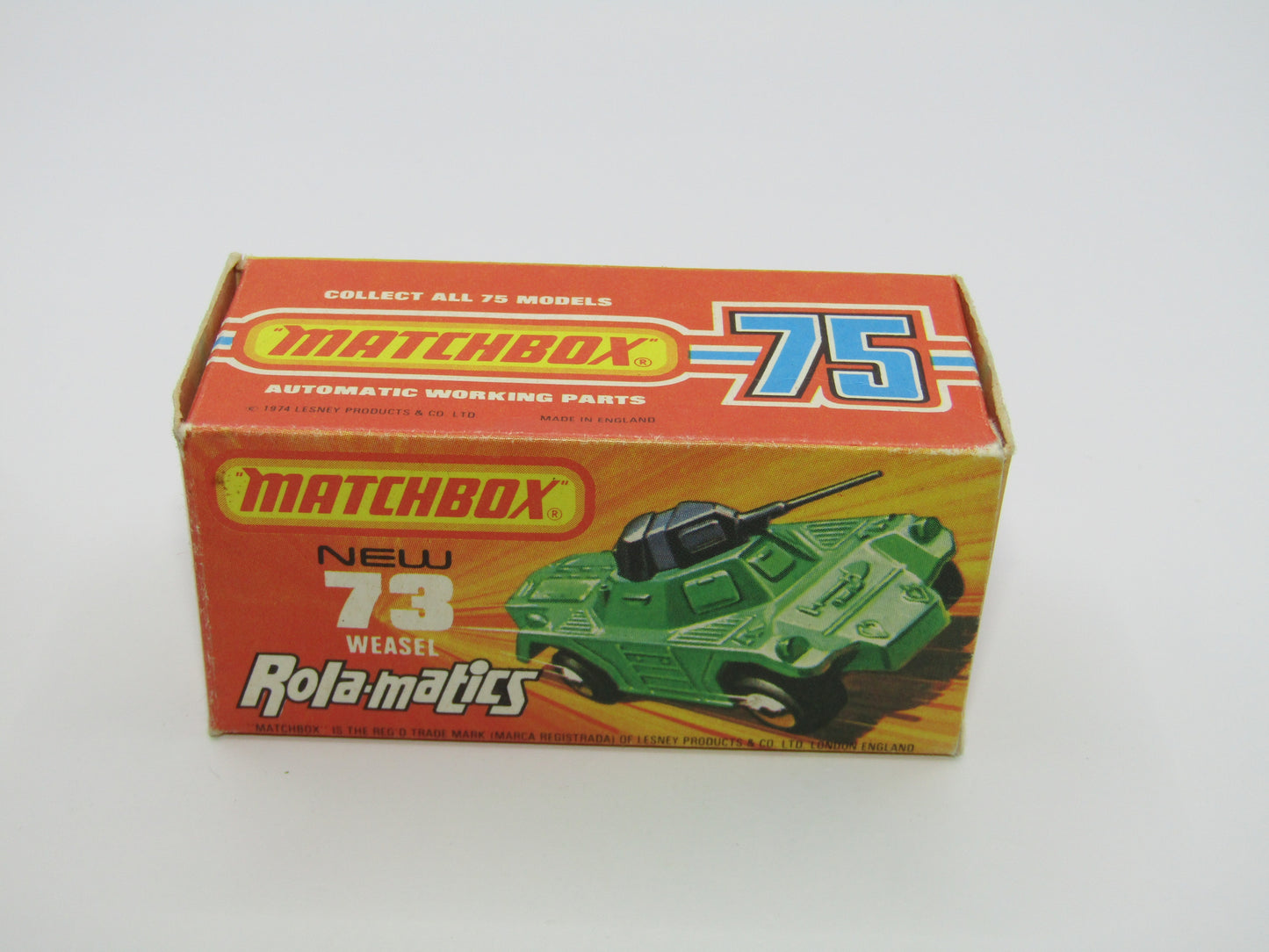 Matchbox Superfast 73B Weasel Metallic Green YELLOW Base Spinner