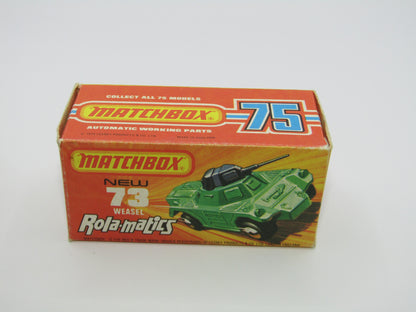 Matchbox Superfast 73B Weasel Metallic Green YELLOW Base Spinner