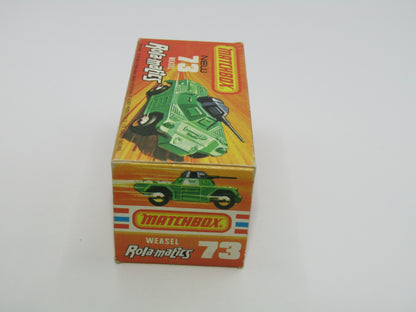 Matchbox Superfast 73B Weasel Metallic Green YELLOW Base Spinner