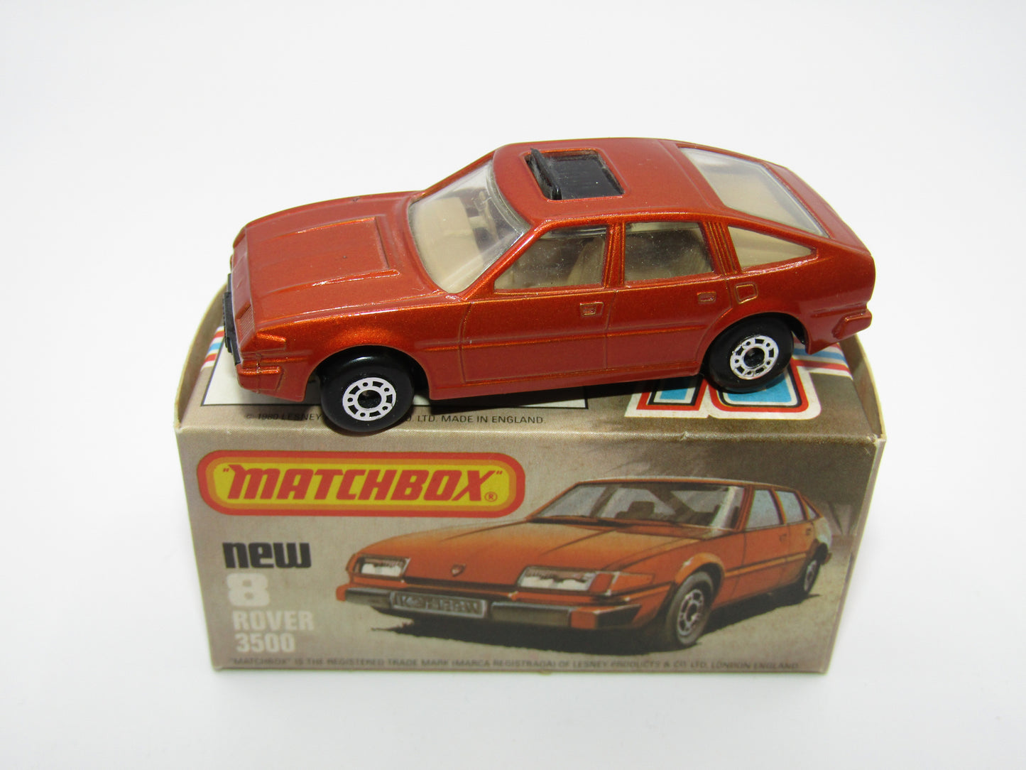 Matchbox Superfast 8D Rover 3500 Bronze, DARK TAN Interior, Dot Dash Wheels