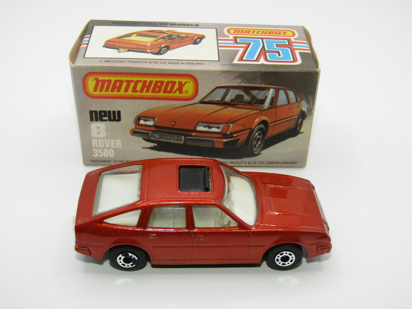 Matchbox Superfast 8D Rover 3500 Bronze, WHITE Interior Dot Dash Wheels
