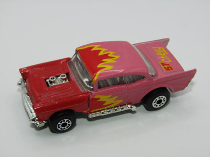 Matchbox Superfast MB4 '57 Chevy Red & Pink Flames Tampo Macau Base