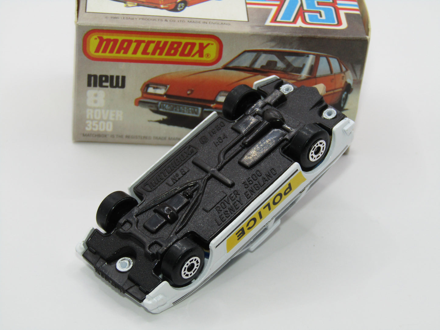 Matchbox Superfast 8F Rover 3500 Police Car DARK BROWN Base, Dot Dash Wheels